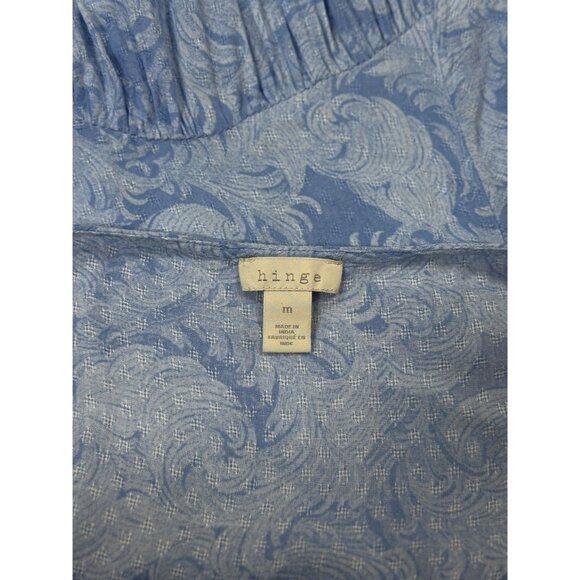 Hinge Womens Dress Size M Blue Paisley Maxi Beachy Flutter Sleeves V-Neckline - Picture 5 of 7